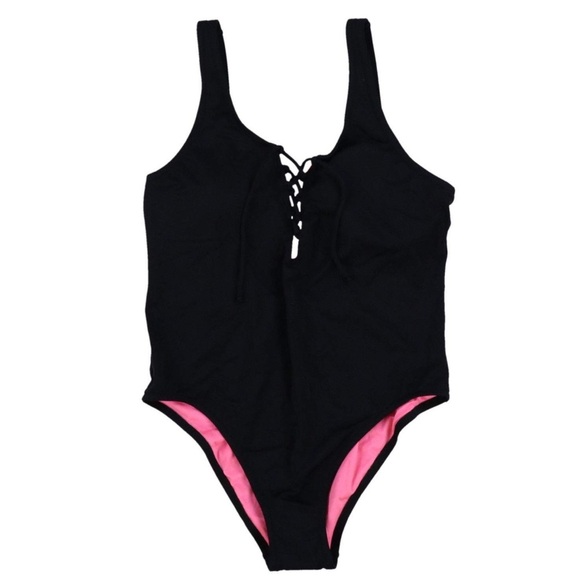 Victoria’s Secret Pink One-Piece Swimsuit Tie-Up Front Size Large - Picture 1 of 7